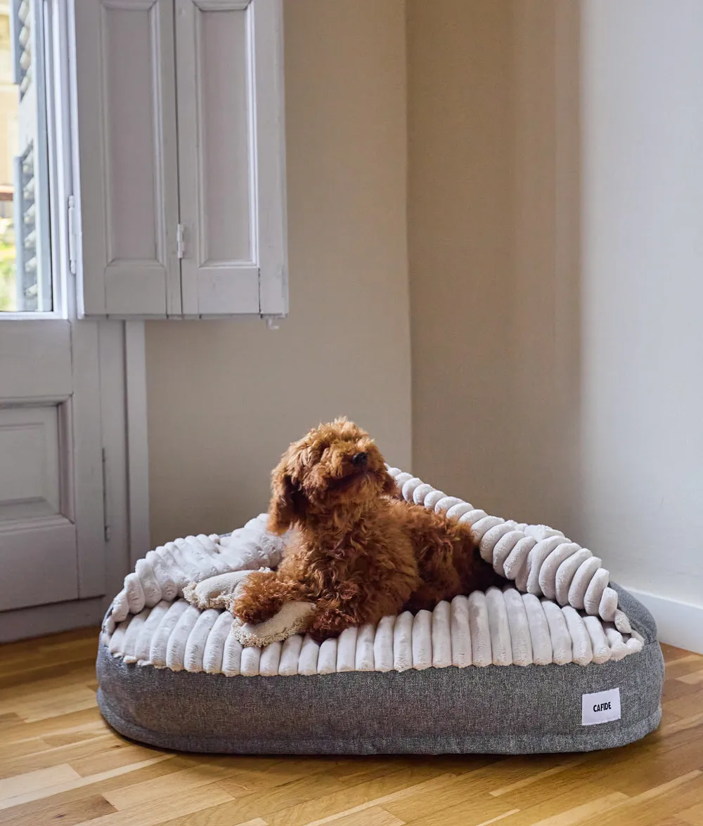 Cafide Maso Hooded hundeseng grå chenille hule
