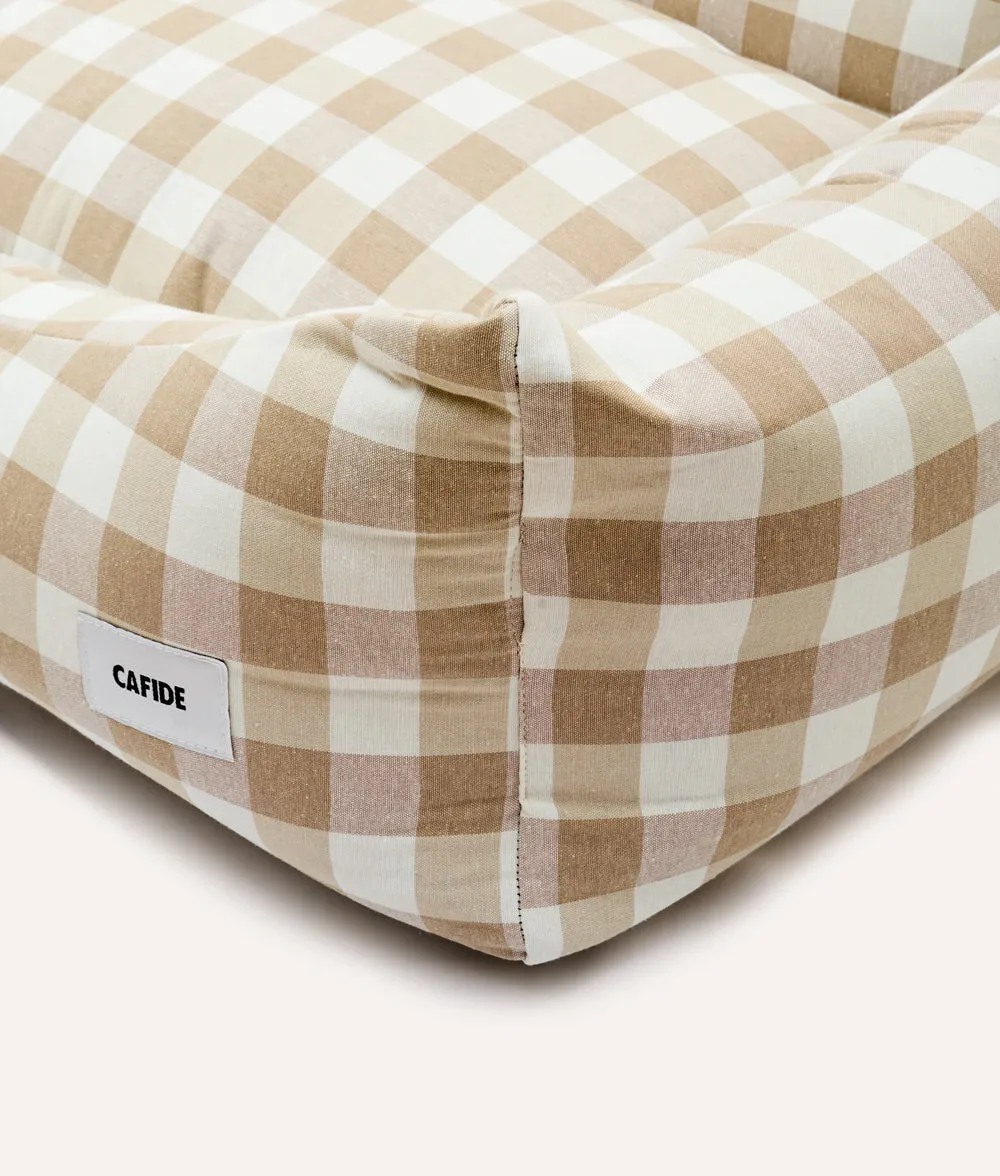 Cafide Snozy beige vichy hundeseng åndbar