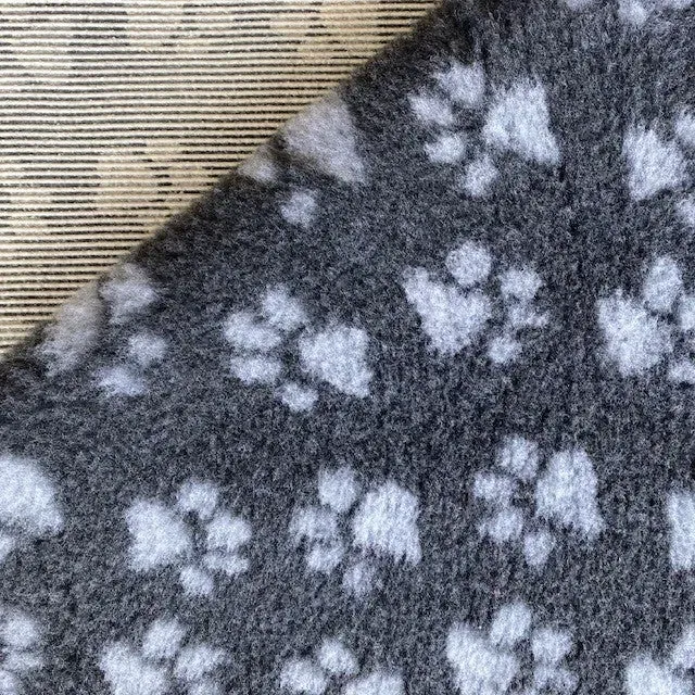 Vetbed Koksgrå lille pote hundetæppe 80x100 cm skridsikker