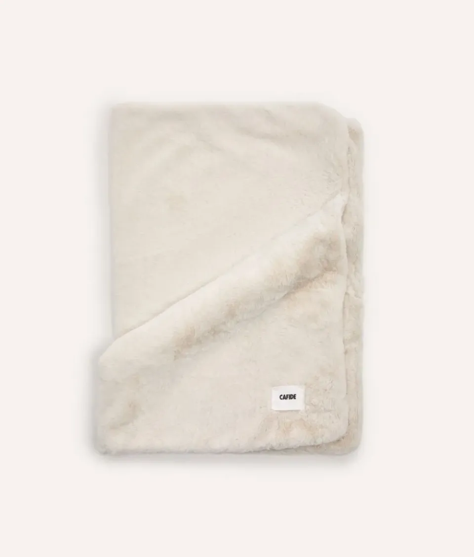 Cafide Toia hundetæppe lysebeige M pelslook