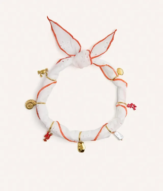 Cafide Sira Coral Broderie hundebandana med charms
