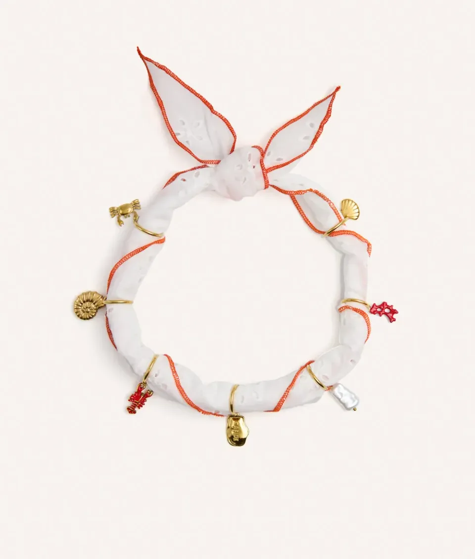 Cafide Sira Coral Broderie hundebandana med charms