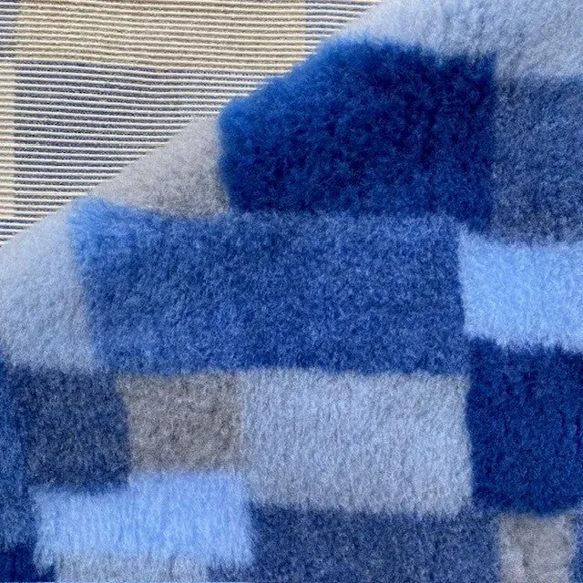Vetbed Blå Patchwork hundetæppe skridsikker 80x100 cm