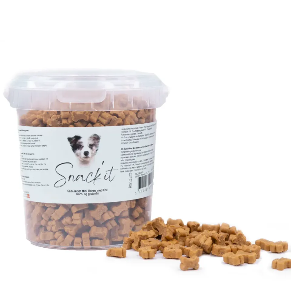 Snack'it Semi-Moist Mini Bones hundegodbidder ost 500g