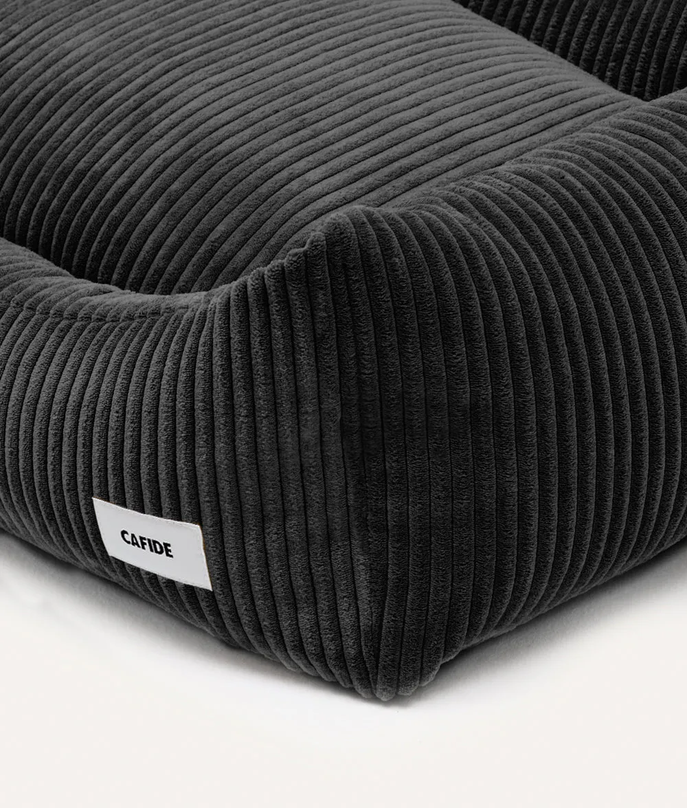 Cafide Snozy Black Corduroy hundeseng sort vaskbar