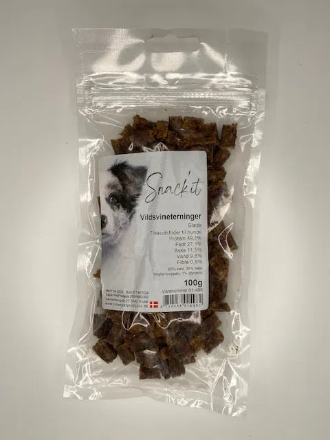 Snack'it vildsvineterninger hundegodbidder 100g bløde