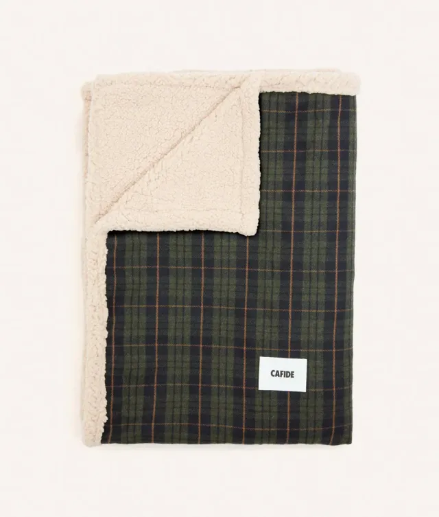 Cafide Toia Green Tartan hundetæppe sherpa