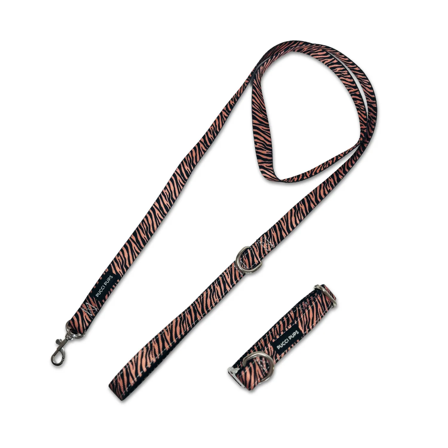 Pucci Pups halsbånd og line sæt stripe M/L