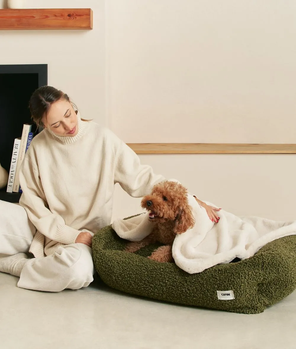 Cafide Toia hundetæppe lysebeige M pelslook