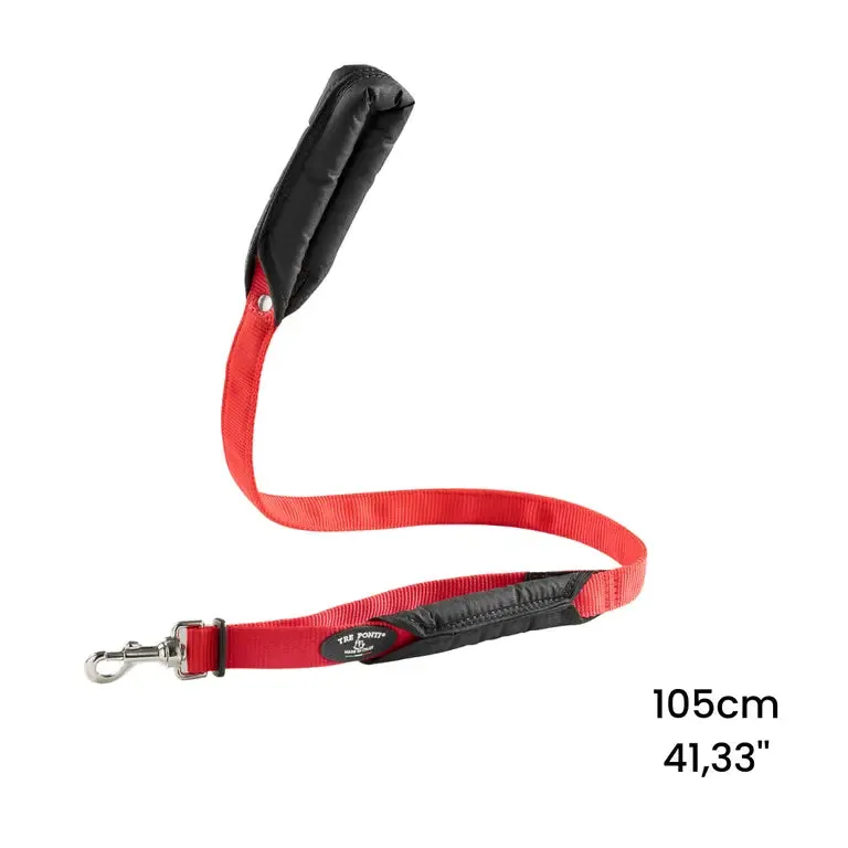 Tre Ponti Double-handle hundeline 105 cm sort slidstærk