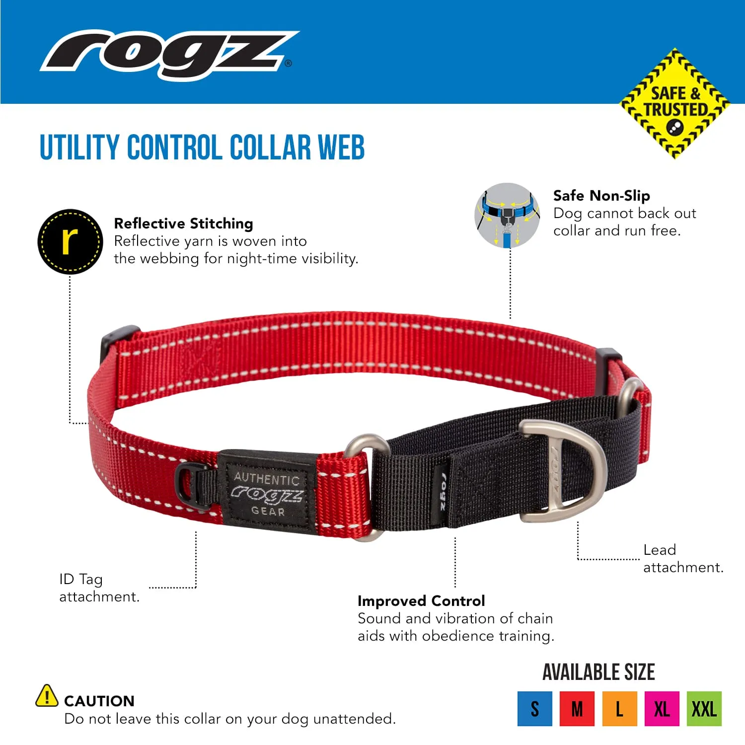 Rogz Utility Control Web halvkvæler hundehalsbånd