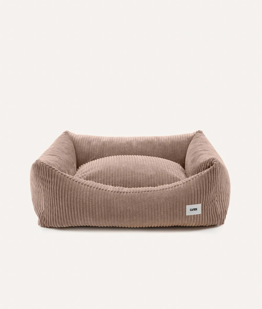 Cafide Snozy mokka beige fløjl hundeseng