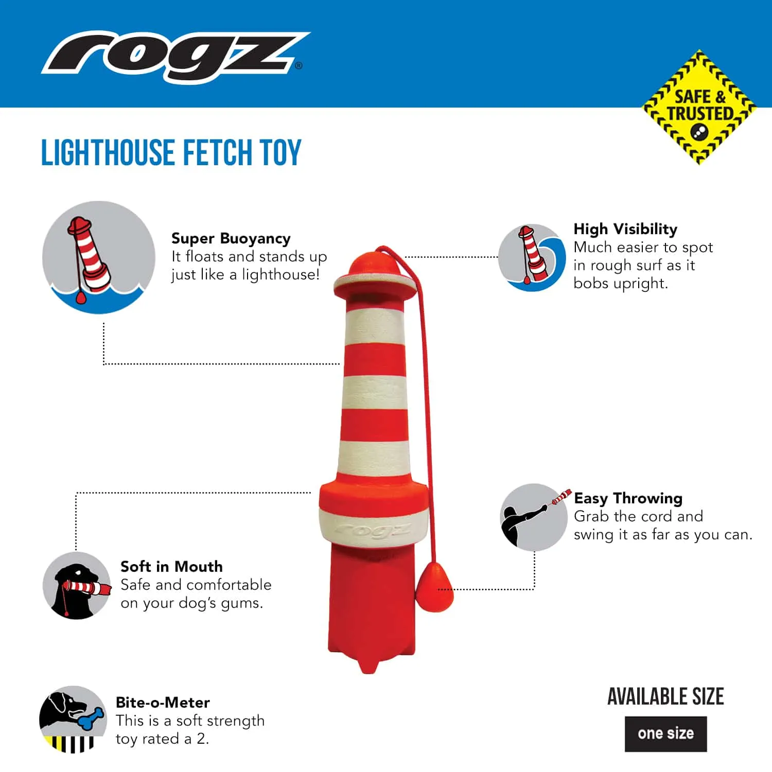 Rogz Lighthouse apportlegetøj til hund flydende