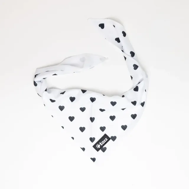 Tazz Everglow bandana hvid med hjerter