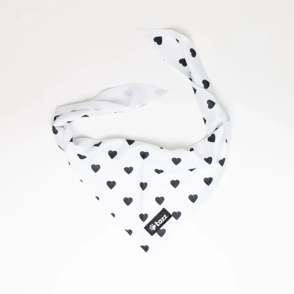 Tazz Everglow bandana hvid med hjerter