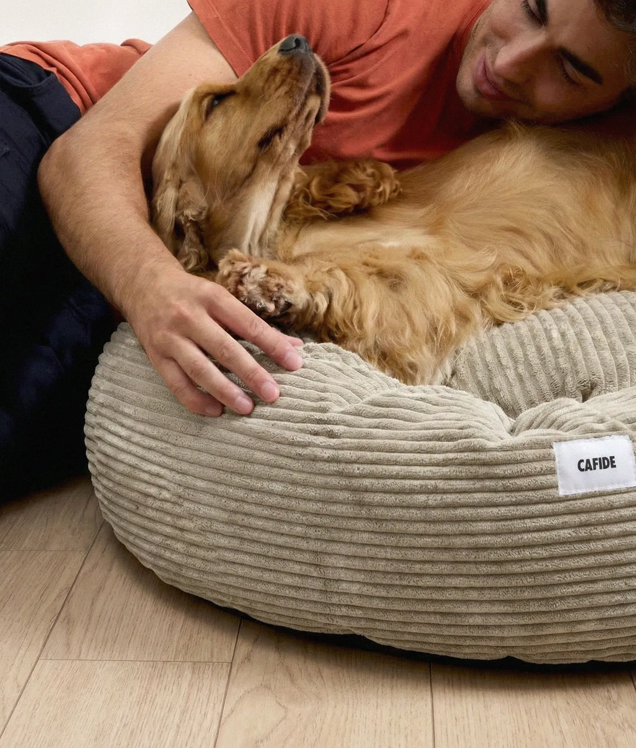 Cafide Nuba hundeseng fløjl beige vaskbar