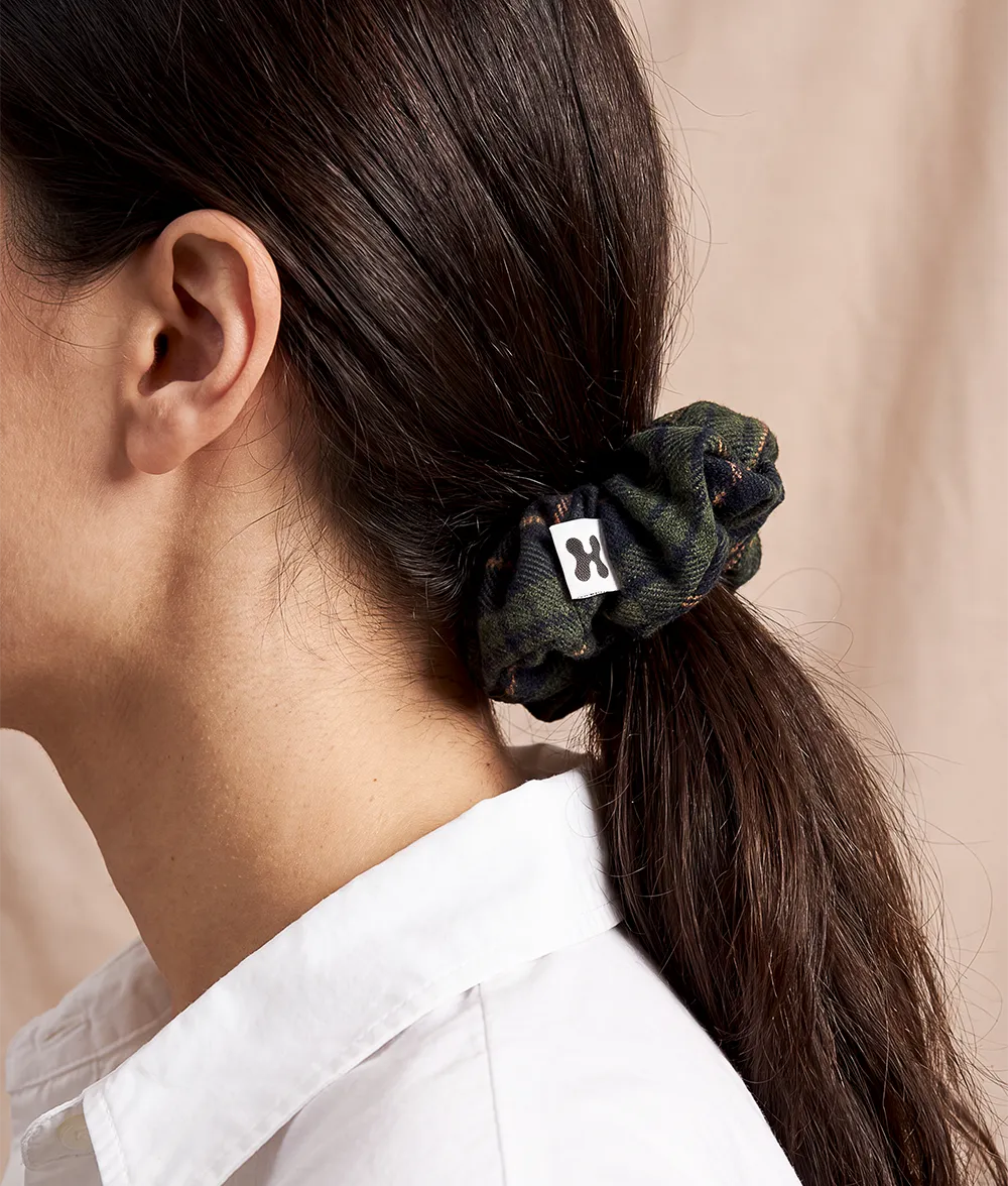Cafide Noa Tartan Green scrunchie bomuld