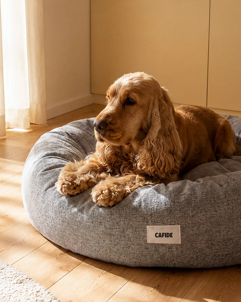 Cafide Nuba hundeseng grå chenille vaskbar